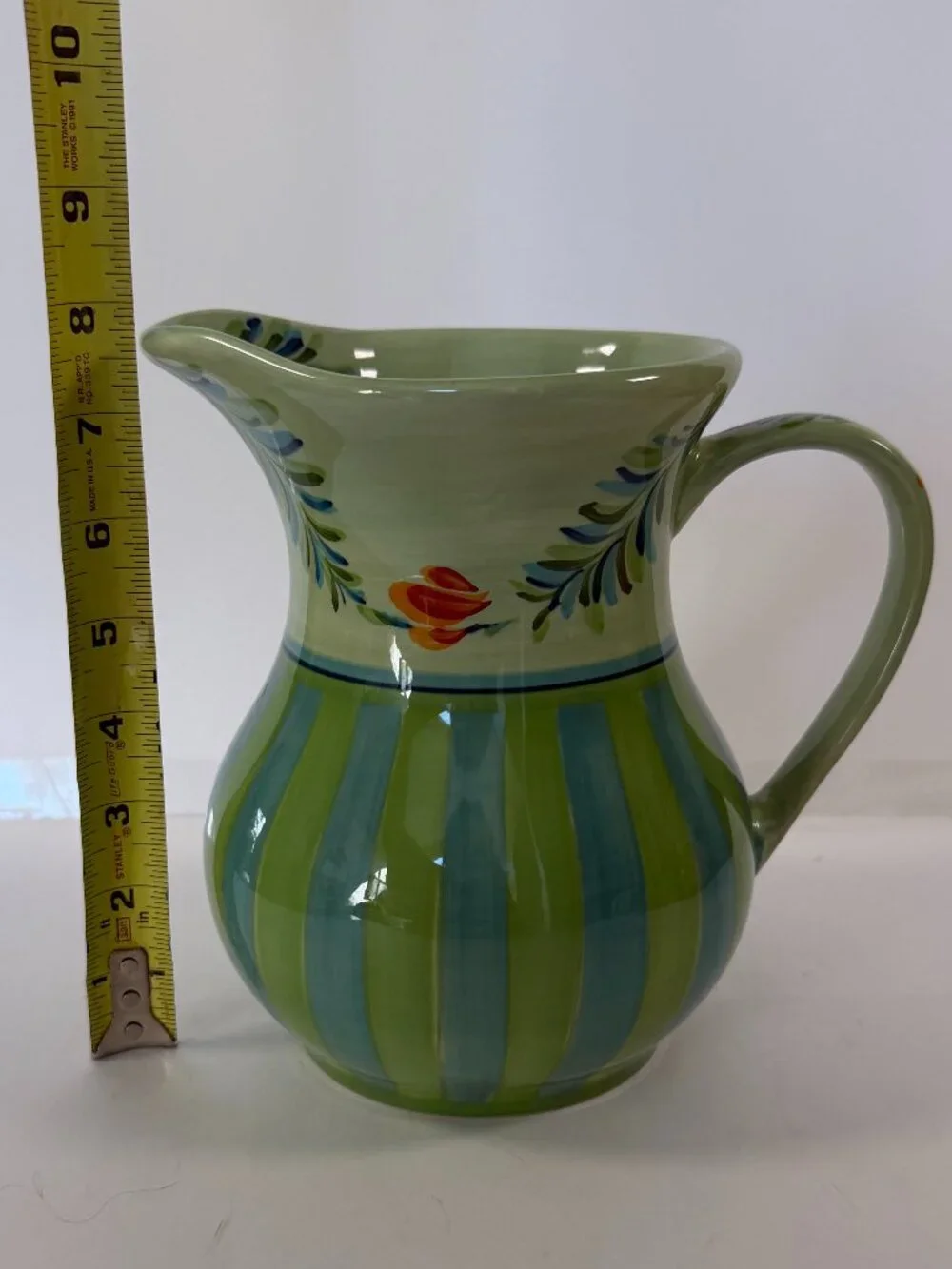 Southern Living at Home Gail Pittman Hand Painted Pitcher  - Provence/Green